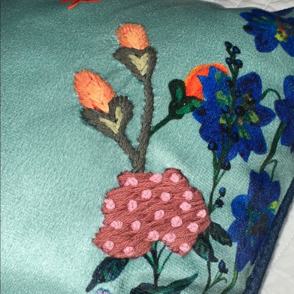 Nathalie Lete Embroidered Velvet Pillow 18" x 18" - Picture 6 of 12